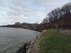 A view of the water from the shore.