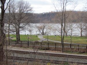 A view of the river from across the tracks.