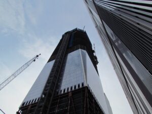 A view of the top of one world trade center.