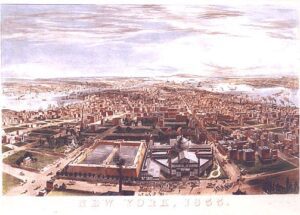 A painting of new york city in the 1 8 0 0 s.