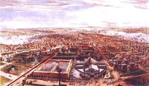 A painting of the city of ancient rome.