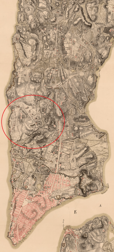British Headquarters Map with Greenwich Village circled